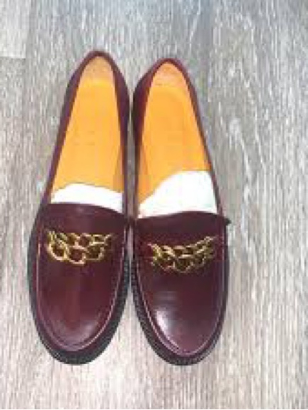 Sandro Burgundy Leather Loafers with Gold Chain Detail brand new size 38 !